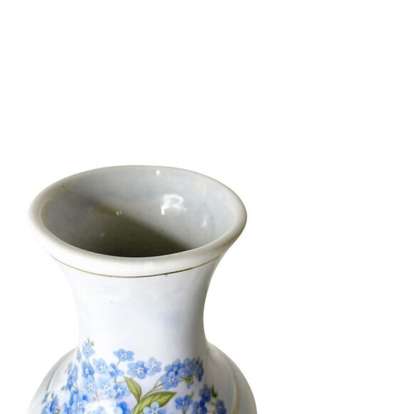 Vintage Mexican Pottery Vase Bodegas Oaxaca White Blue Ceramic Glaze Floral - Picture 3 of 16